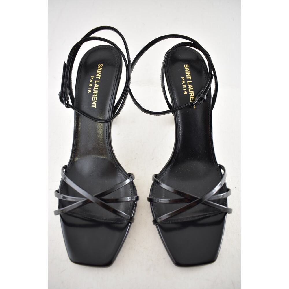 Saint Laurent Opyum 85 Black YSL Logo Heel Pump Ankle Strap Strappy Sandal 39.5 - Picture 8 of 16